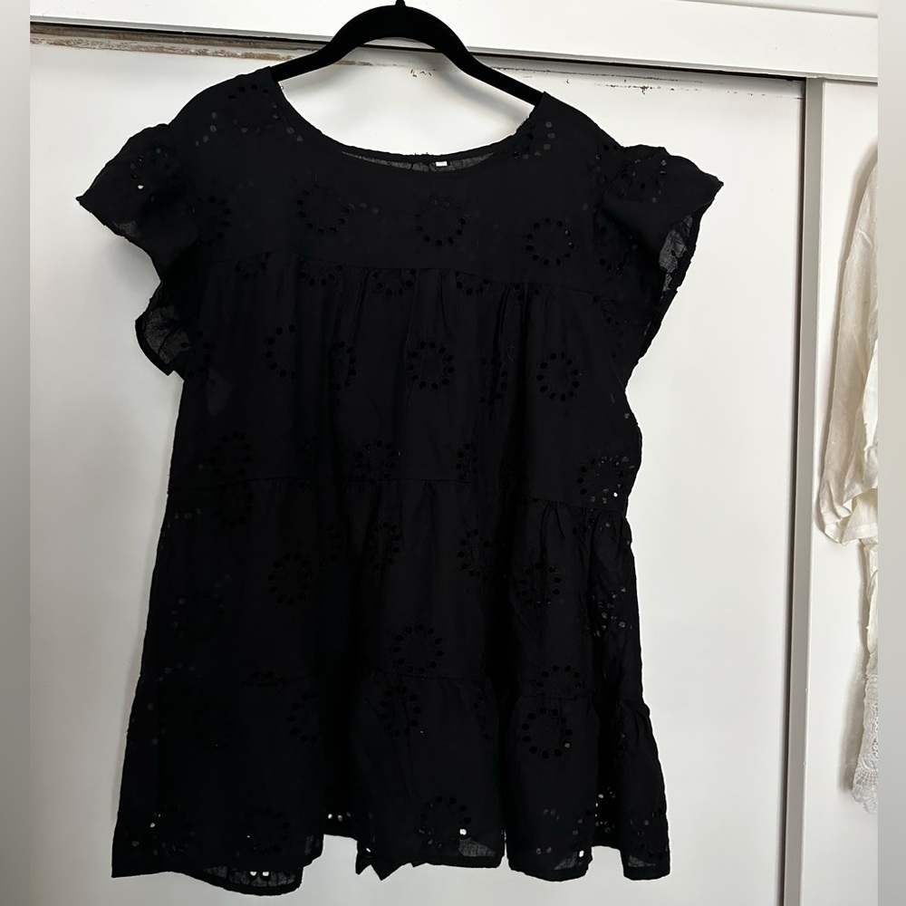Black Eyelet Women's Top